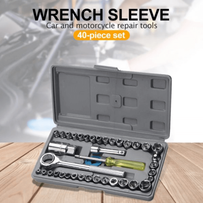 40-Piece Wrench Set Tool Box Kit - Durable Chromium Vanadium Steel