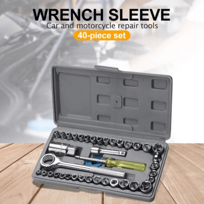 40-Piece Wrench Set Tool Box Kit - Durable Chromium Vanadium Steel
