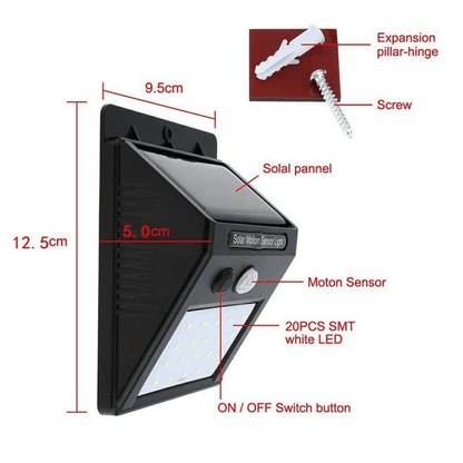 20 LED Solar Garden Light with Motion Sensor, Waterproof, Solar Powered