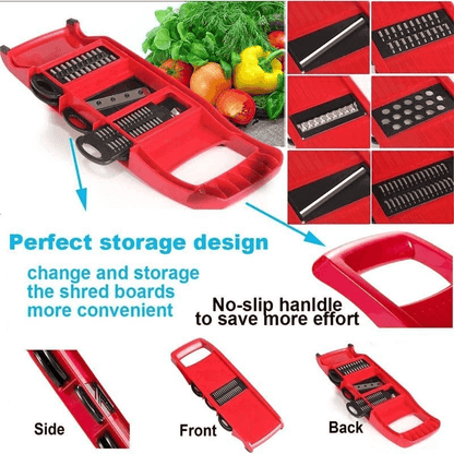 Vegetable Cutter with 6 Interchangeable Blades for Slicing, Grating, and Chopping