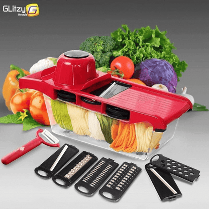 Vegetable Cutter with 6 Interchangeable Blades for Slicing, Grating, and Chopping