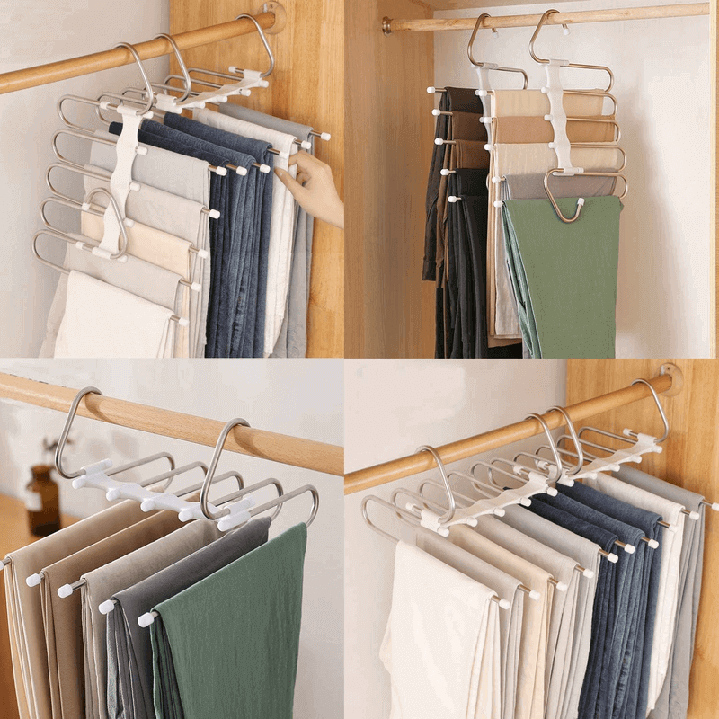 Pack of 3 Adjustable Clothes Hangers for Space Saving Trouser Storage