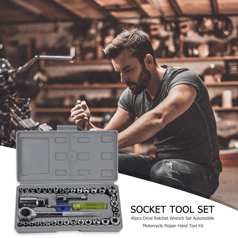 40-Piece Wrench Set Tool Box Kit - Durable Chromium Vanadium Steel