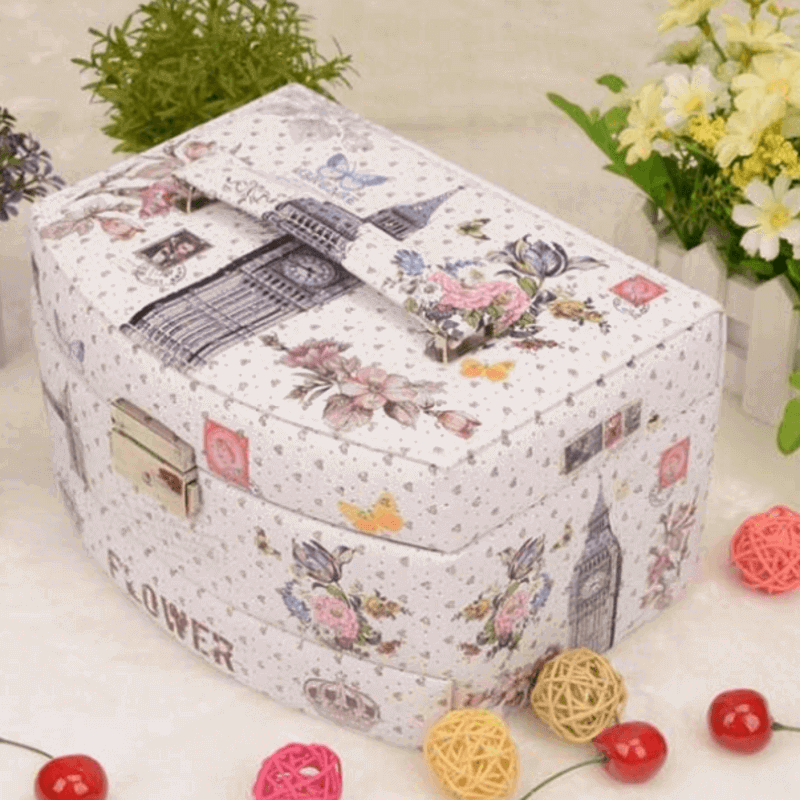 3 Layer Leather Jewelry Organizer with Mirror, Soft Lining, Detachable Design