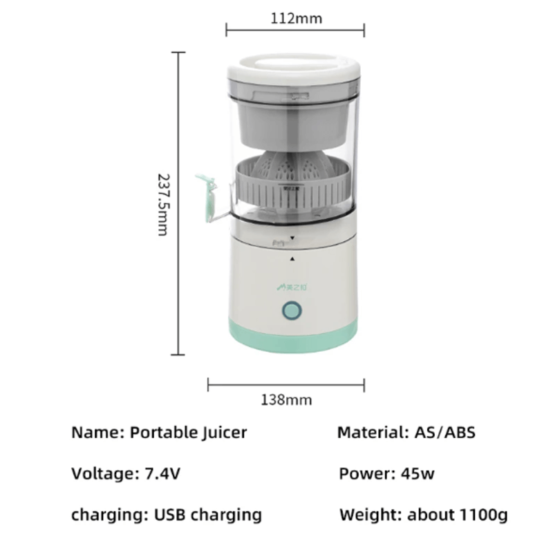 Wireless Electric Juicer Fruit Extractor - Compact, Easy to Clean, Cordless