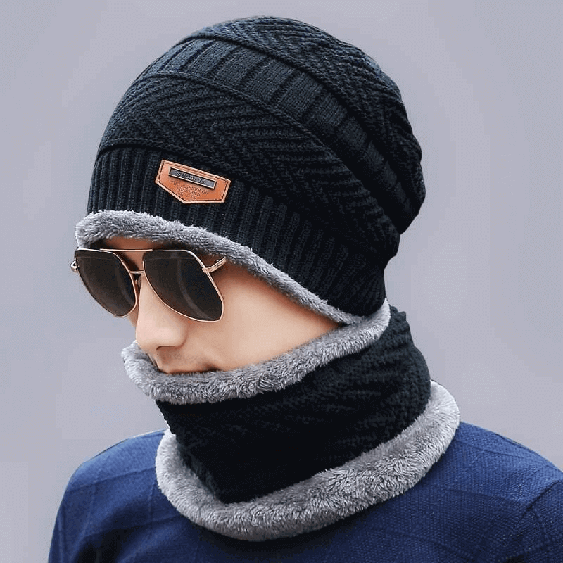 Wool Hat with Winter Velvet Lining, Thick Knitted Beanie for Warmth and Comfort