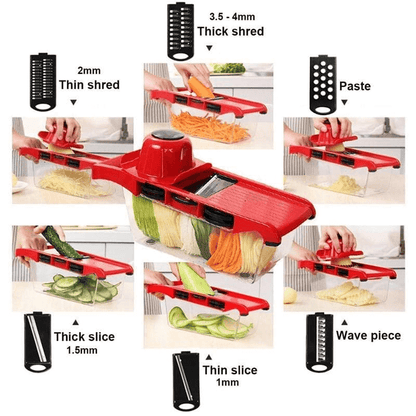 Vegetable Cutter with 6 Interchangeable Blades for Slicing, Grating, and Chopping
