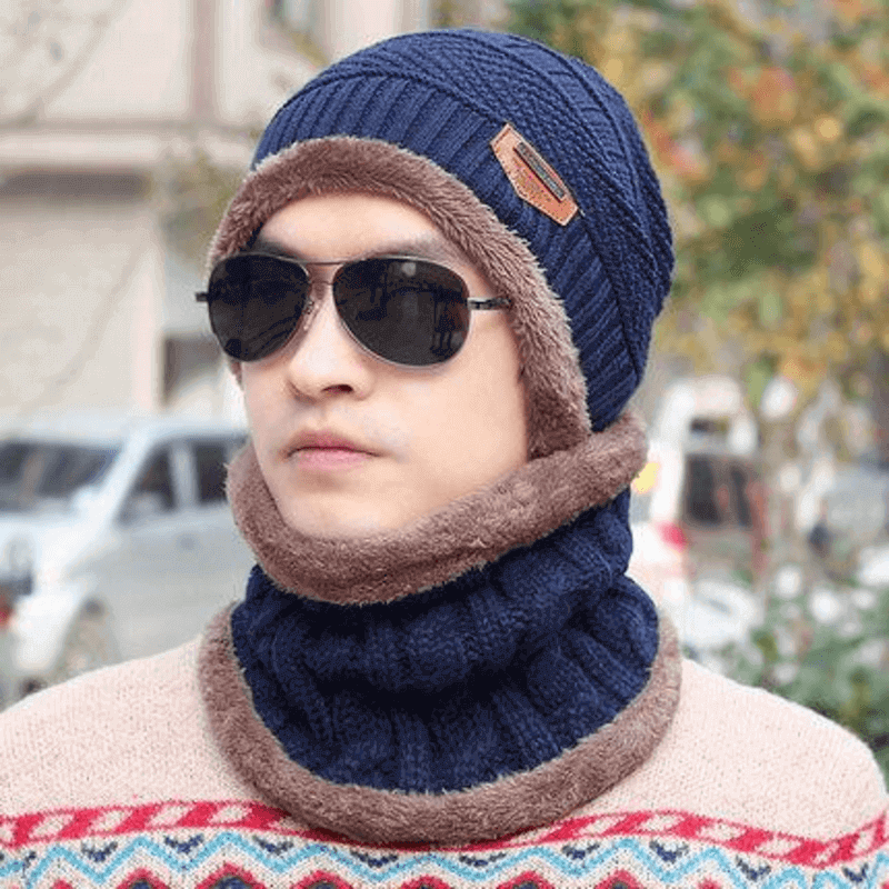 Wool Hat with Winter Velvet Lining, Thick Knitted Beanie for Warmth and Comfort