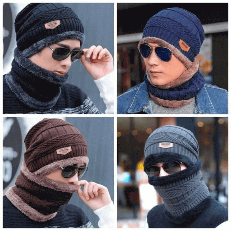 Wool Hat with Winter Velvet Lining, Thick Knitted Beanie for Warmth and Comfort