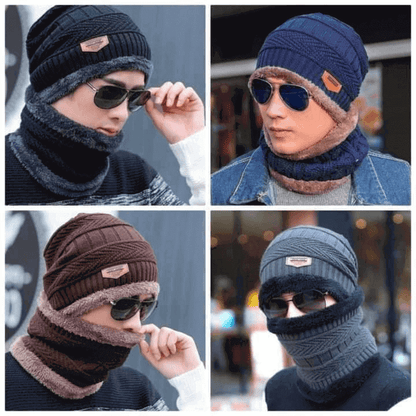 Wool Hat with Winter Velvet Lining, Thick Knitted Beanie for Warmth and Comfort