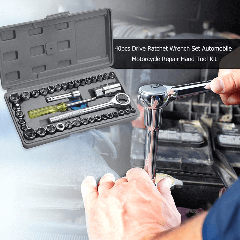40-Piece Wrench Set Tool Box Kit - Durable Chromium Vanadium Steel