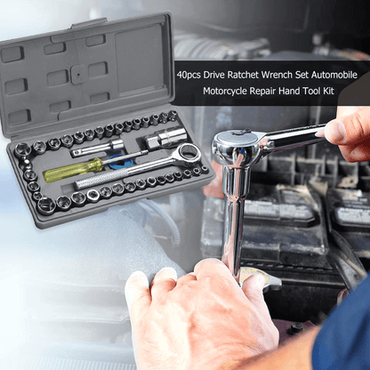 40-Piece Wrench Set Tool Box Kit - Durable Chromium Vanadium Steel