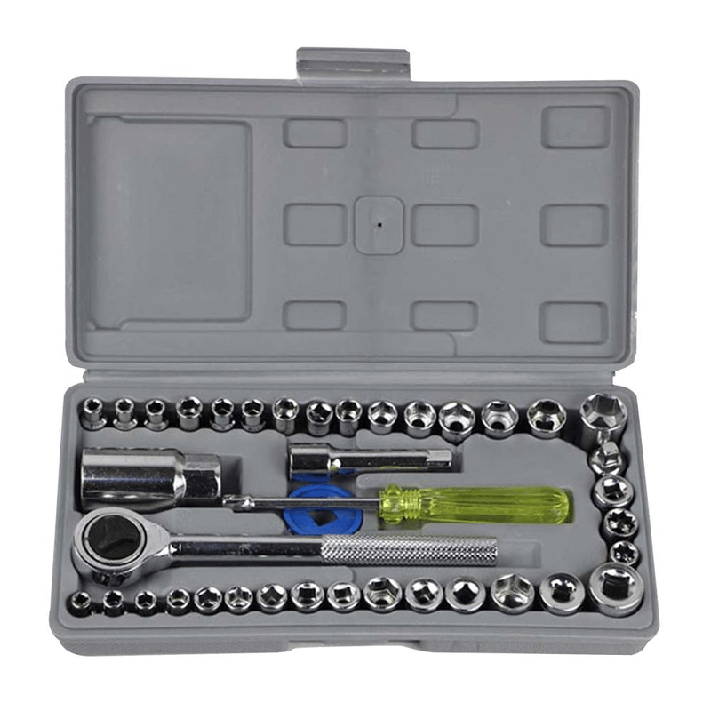 40-Piece Wrench Set Tool Box Kit - Durable Chromium Vanadium Steel