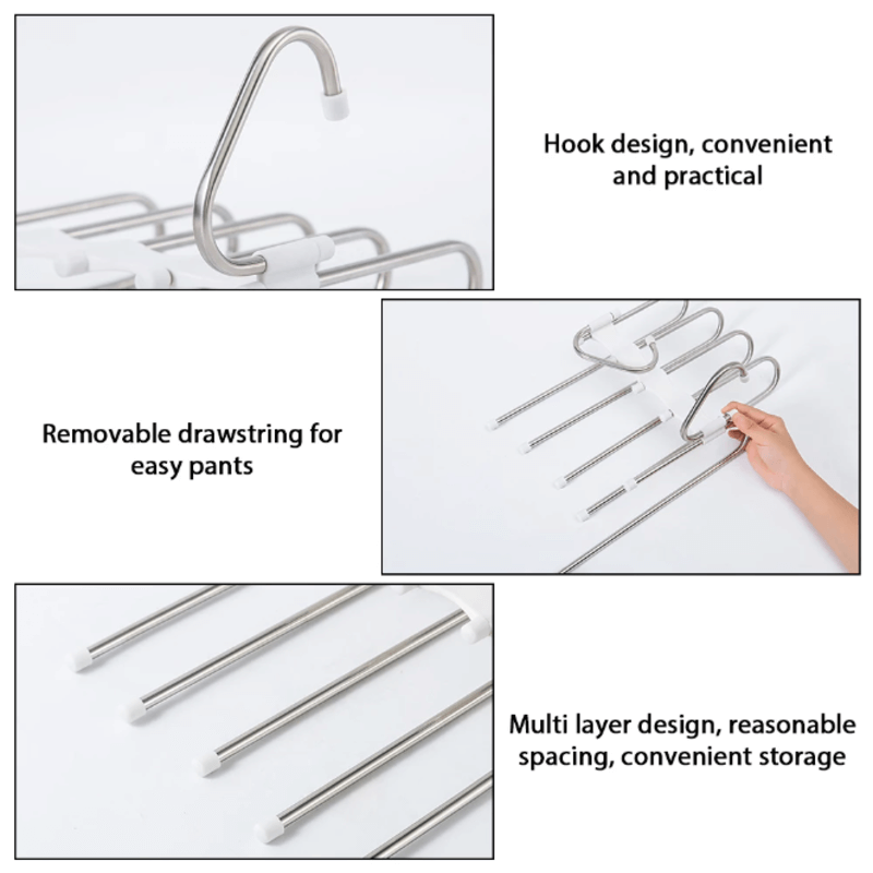Pack of 3 Adjustable Clothes Hangers for Space Saving Trouser Storage