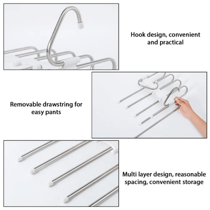 Pack of 3 Adjustable Clothes Hangers for Space Saving Trouser Storage
