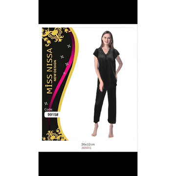 2 Piece Silk Full-Length Comfortable Night Suit For Women - Arfa Mart