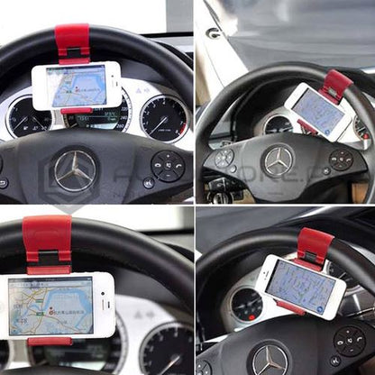 Car Steering Wheel Mobile Holder Universal Fit ABS Silicone Multicolor