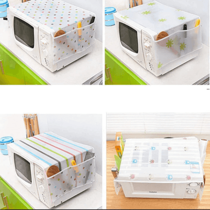 Waterproof Microwave Oven Cover with Pockets for Kitchen Storage