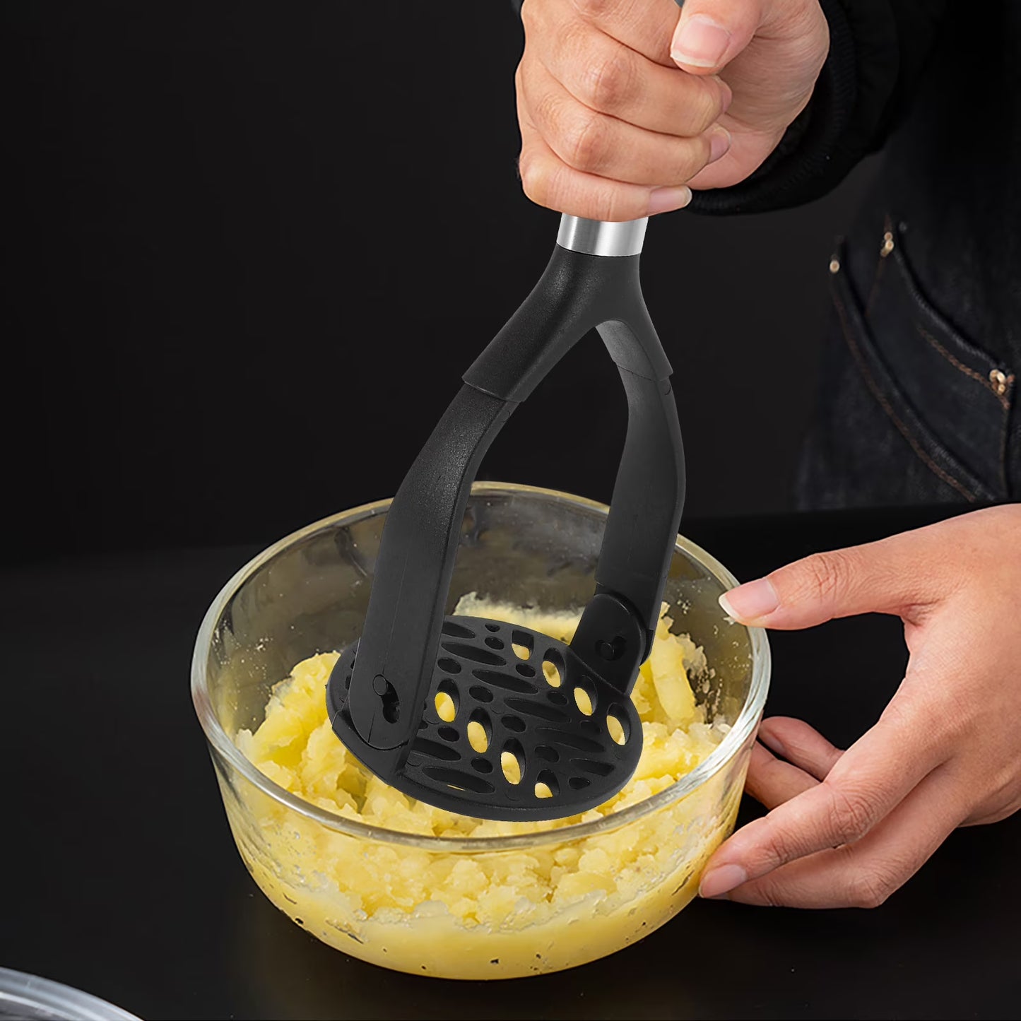 Non-Stick Stainless Steel Potato Masher with Foldable Design, Dishwasher Safe