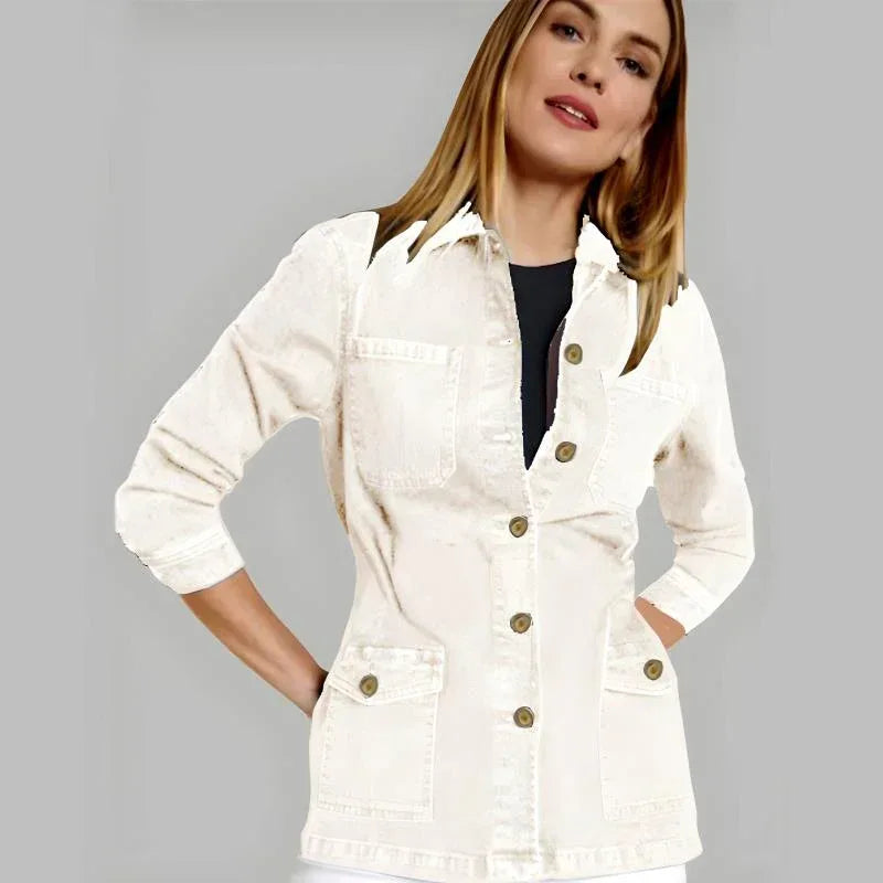 Fashionable Denim Short Coat For Women Classy Winter Wear - Arfa Mart