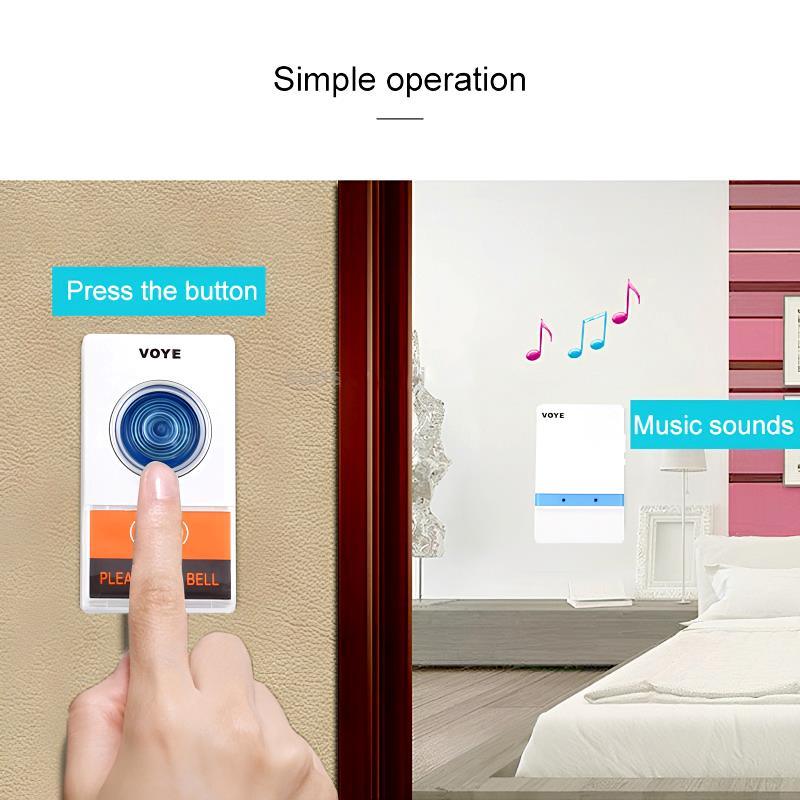 VOYE V012A Home Music Remote Control Wireless Doorbell With 38 Polyphony Sounds - Arfa Mart