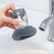 Kitchen Soap Dispensing Palm Brush with Scrubber and Soap Dispenser for Easy Cleaning