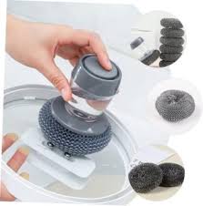 Kitchen Soap Dispensing Palm Brush with Scrubber and Soap Dispenser for Easy Cleaning
