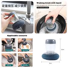Kitchen Soap Dispensing Palm Brush with Scrubber and Soap Dispenser for Easy Cleaning