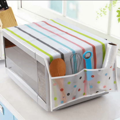 Waterproof Microwave Oven Cover with Pockets for Kitchen Storage