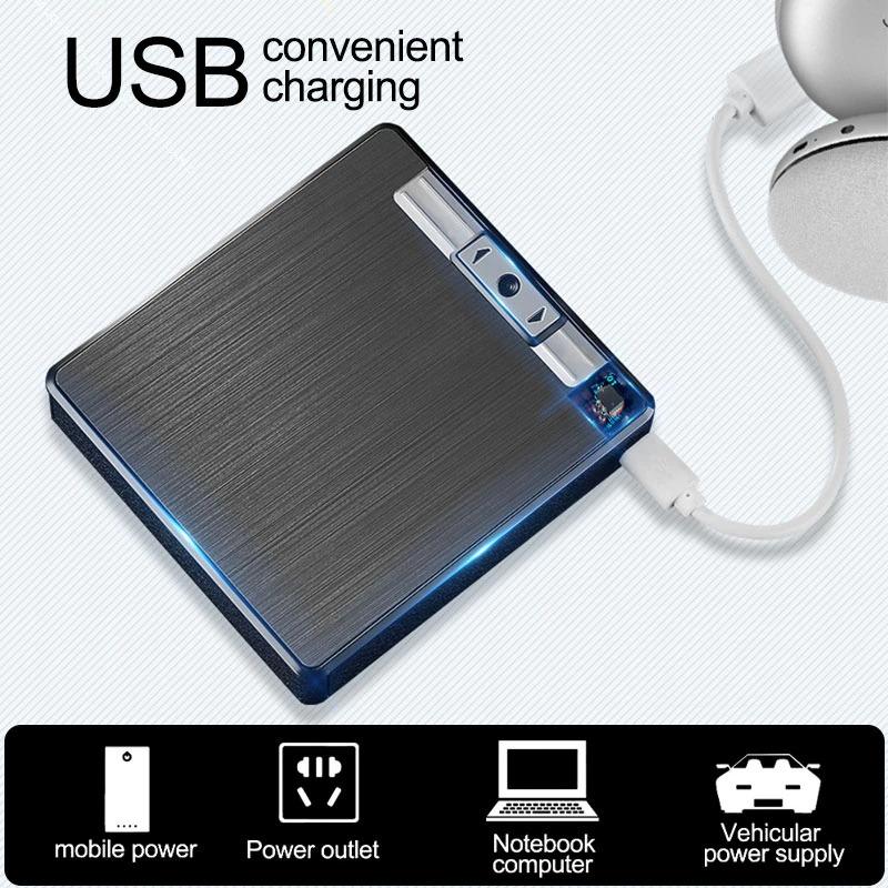 Rechargeable Electronic Lighter and Cigarette Case with USB Charging, Holds 19 Cigarettes