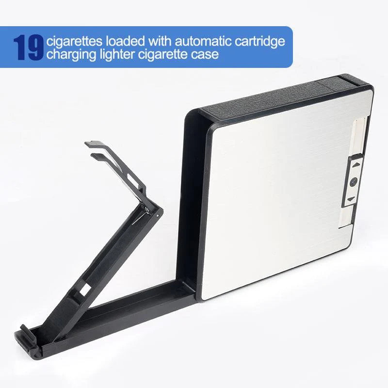 Rechargeable Electronic Lighter and Cigarette Case with USB Charging, Holds 19 Cigarettes
