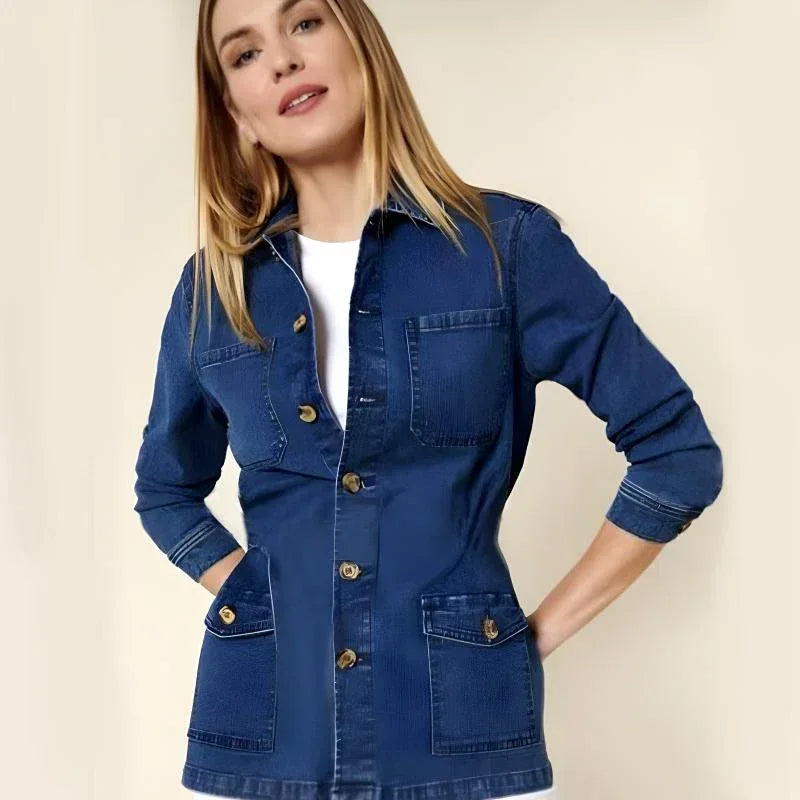 Fashionable Denim Short Coat For Women Classy Winter Wear - Arfa Mart