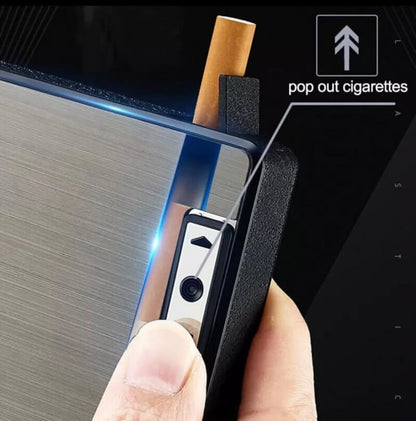 Rechargeable Electronic Lighter and Cigarette Case with USB Charging, Holds 19 Cigarettes