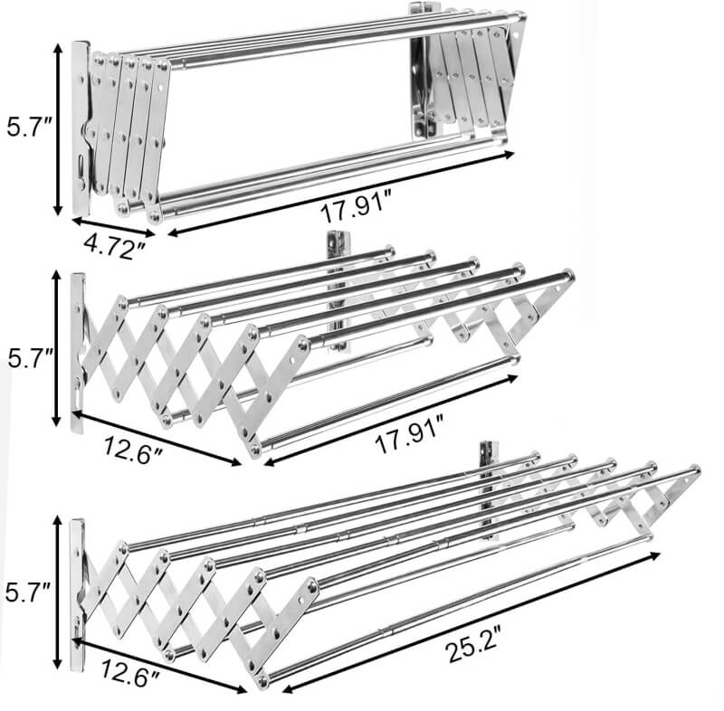 Stainless Steel Space Saver Wall Mounted Towel Rack with Pull-Out Design