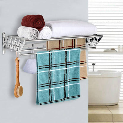 Stainless Steel Space Saver Wall Mounted Towel Rack with Pull-Out Design