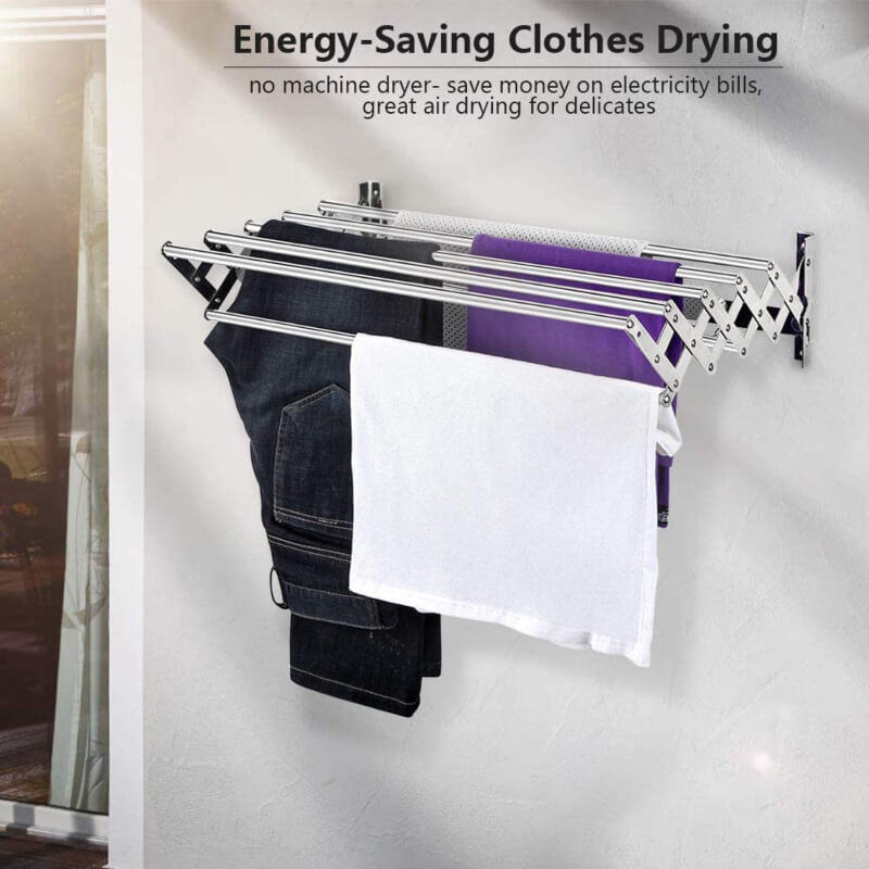 Stainless Steel Space Saver Wall Mounted Towel Rack with Pull-Out Design