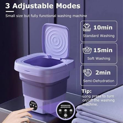 Portable Mini Foldable Washing Machine with Ozone Wash, 0.8kg Capacity, USB Charging