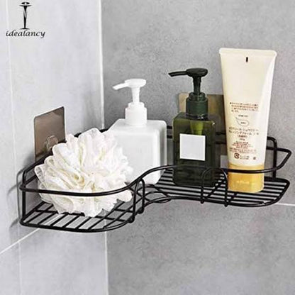 Self-Adhesive Iron Wall Corner Shelf for Bathroom and Kitchen Storage, Waterproof and Rustproof
