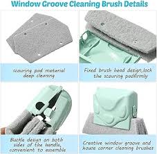Window Corner Cleaner Brush with Scouring Cloth Head for Deep Window and Door Groove Cleaning