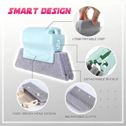 Window Corner Cleaner Brush with Scouring Cloth Head for Deep Window and Door Groove Cleaning