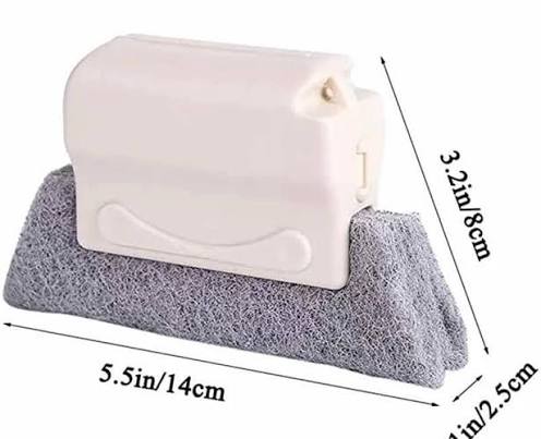 Window Corner Cleaner Brush with Scouring Cloth Head for Deep Window and Door Groove Cleaning