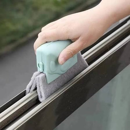 Window Corner Cleaner Brush with Scouring Cloth Head for Deep Window and Door Groove Cleaning