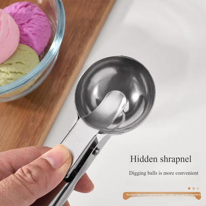 Stainless Steel Ice Cream Scoop with Nonstick Trigger, Dishwasher Safe for Ice Cream and Frozen Treats