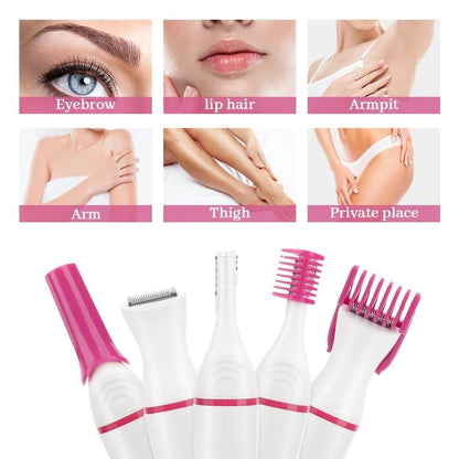 5 In 1 Women Epilator Body Hair Removal Shaver Female Electric Shaving Machine Bikini for Eyebrow Underarm Clipper Mini Trimmer