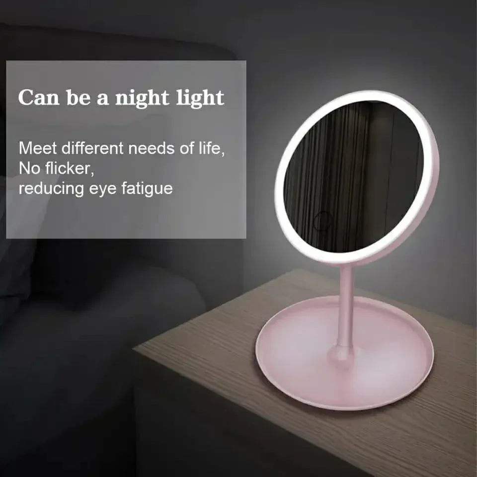 Makeup Mirror With Light White LED Daylight Vanity Mirror Detachable/Storage Base 3 Modes Mirror With Light Gift USB Cable - Arfa Mart