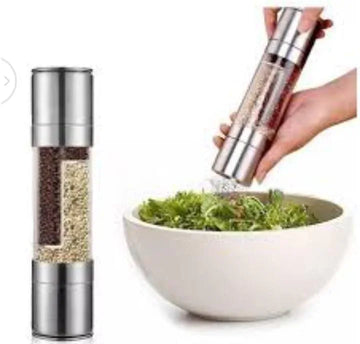Salt & Pepper Grinder double option 2 in 1 manual stainless steel+Acrylic - Arfa Mart