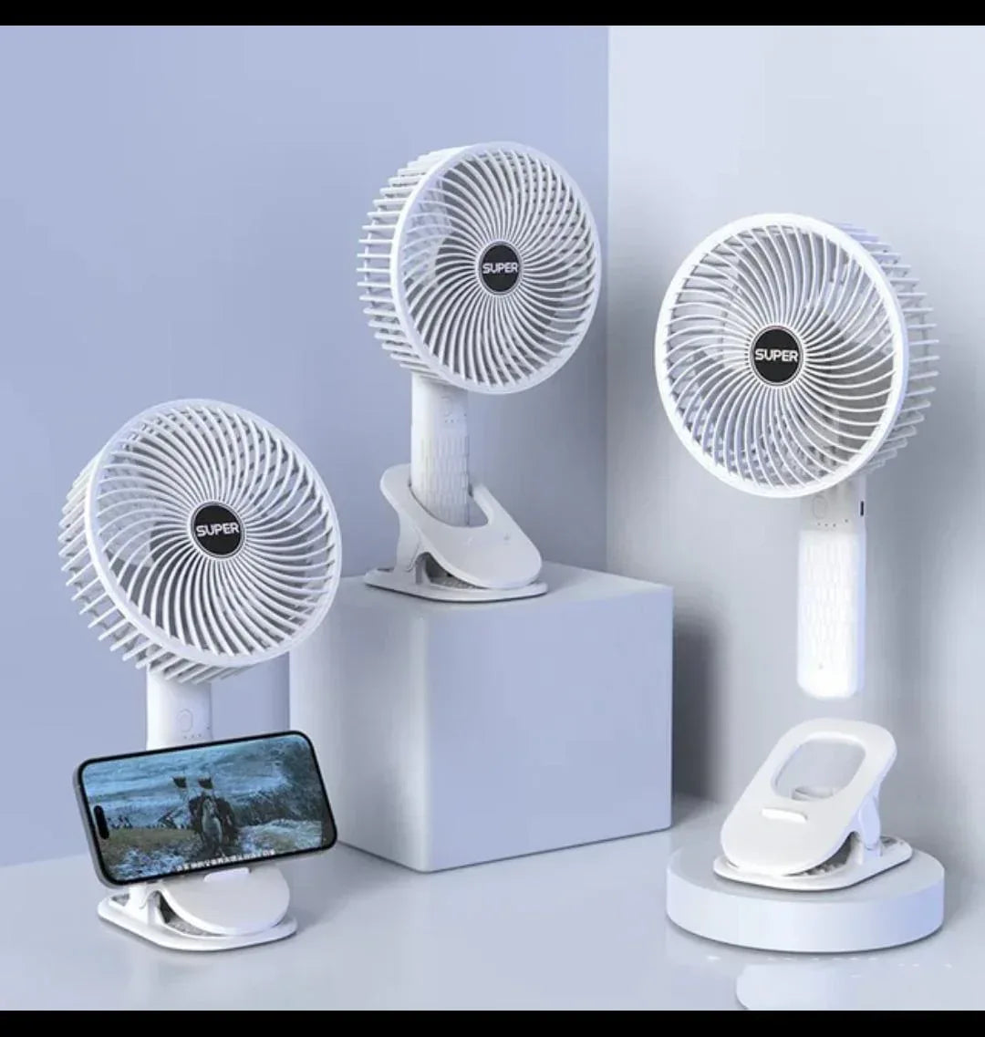 New portable 3 gears rechargeable desktop fan low noise air cooling handheld clipped circulator table fan for camping; office; bad side sleeping corner; best for office room; reading table - Arfa Mart