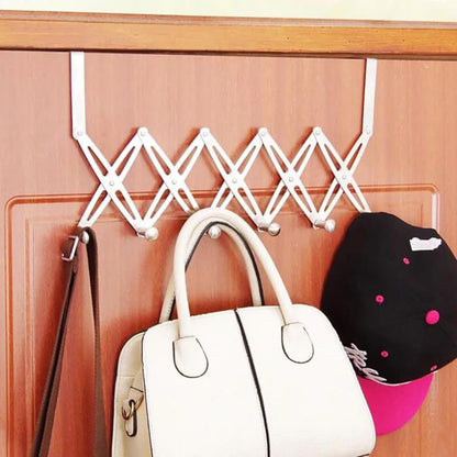 Stainless Steel Retractable Door Hanger with 6 Hooks for Indoor Use