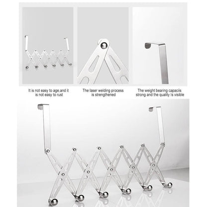 Stainless Steel Retractable Door Hanger with 6 Hooks for Indoor Use