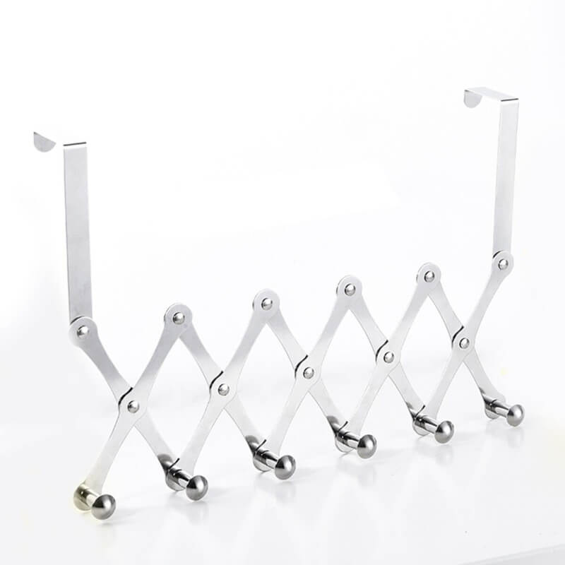 Stainless Steel Retractable Door Hanger with 6 Hooks for Indoor Use